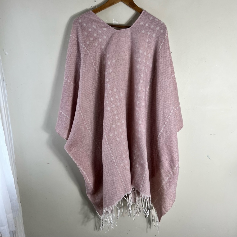 Gentle Fawn Pink Fringe Poncho Sweater - Picture 7 of 13